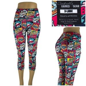 Constantly Varied Gear CVG Womens XL Capri Length Leggings COMIC BOOK HTF EUC